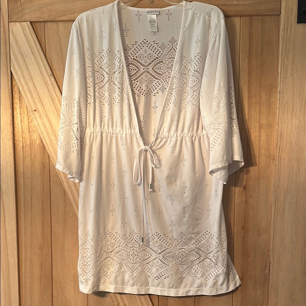 Dotti Cream Swim Coverup with Tie Waist